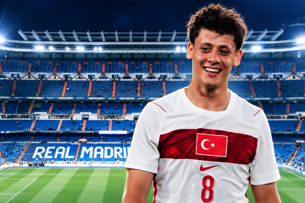 Arda Güler’in Santiago Bernabéu Stadı arşiv fotoğrafıyla hazırlanan temsili kolajı